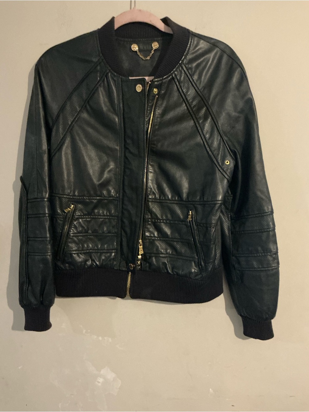 Tory Burch Black Bomber Jacket with Gold Hardware